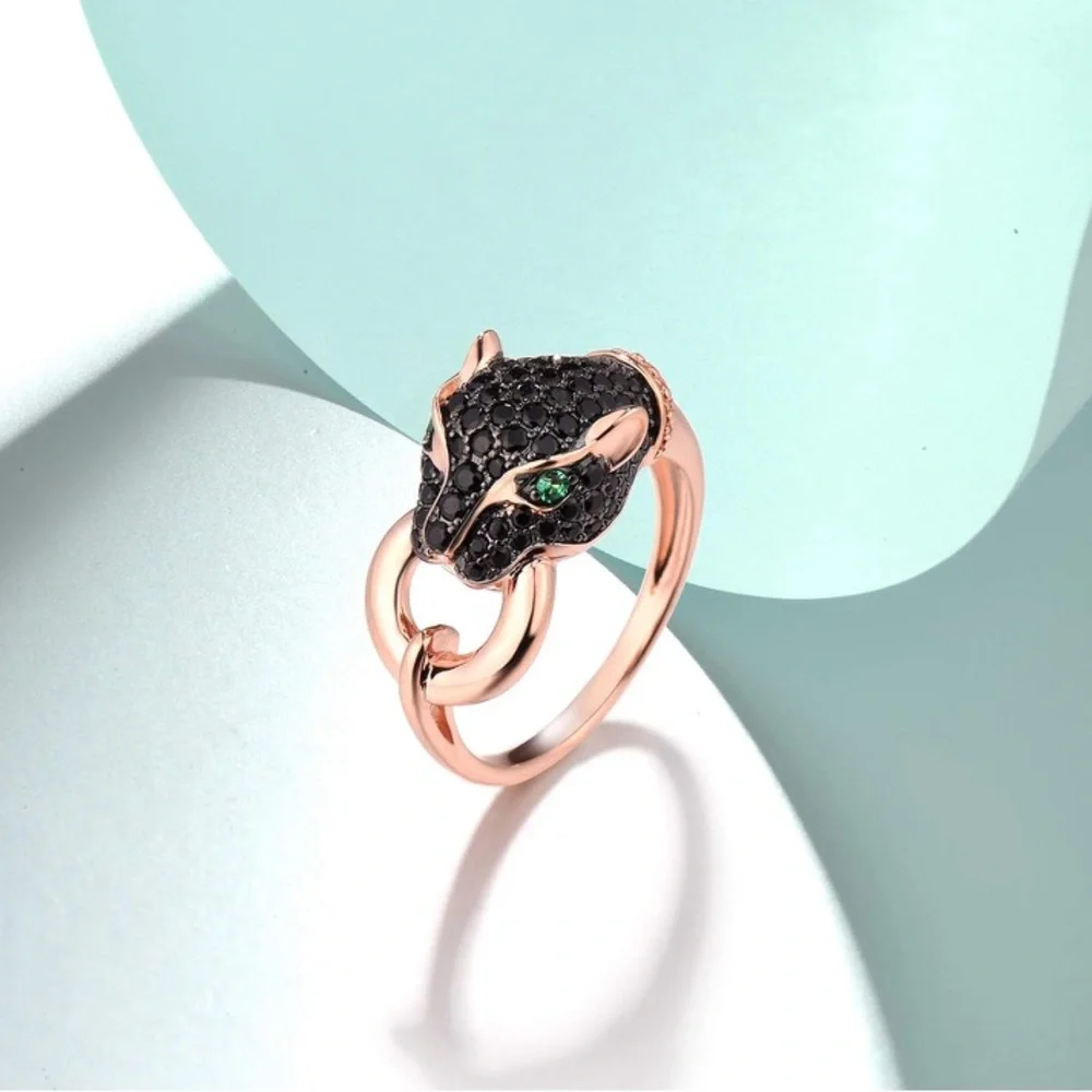 925 Sterling Silver Cubic Zirconia Panther Ring - Picture 3 of 9